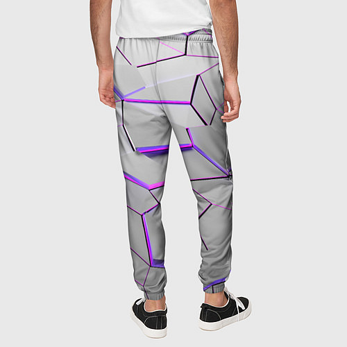 Мужские брюки 3д плиты - белый неон / 3D-принт – фото 4