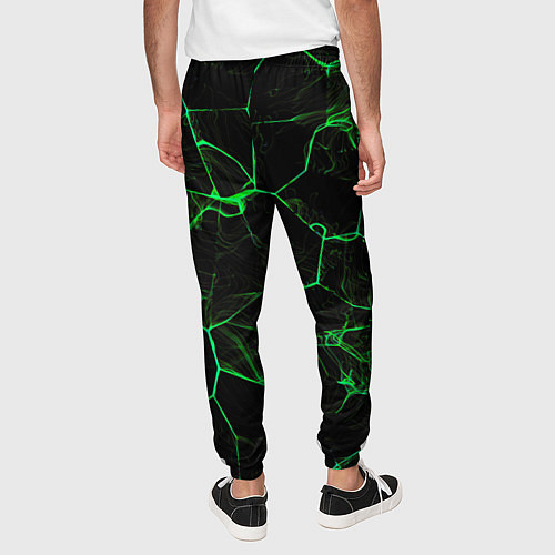 Мужские брюки Абстракция - Черно-зеленый фон - дым / 3D-принт – фото 4