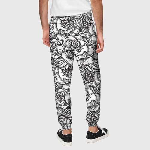 Мужские брюки Цветы Много Белых Роз / 3D-принт – фото 4
