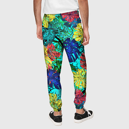 Мужские брюки Тропические растения на бирюзовом фоне / 3D-принт – фото 4