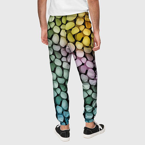 Мужские брюки Морские розовые голубые желтые камешки / 3D-принт – фото 4