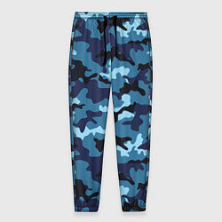 Брюки на резинке мужские Камуфляж Тёмно-Синий Camouflage Dark-Blue, цвет: 3D-принт