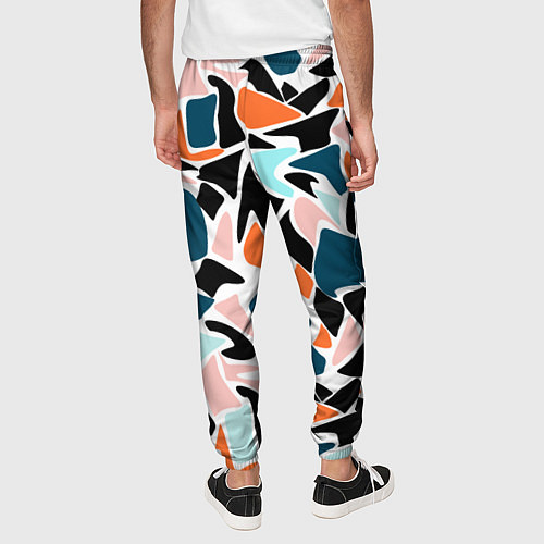 Мужские брюки Абстрактный современный разноцветный узор в оранже / 3D-принт – фото 4