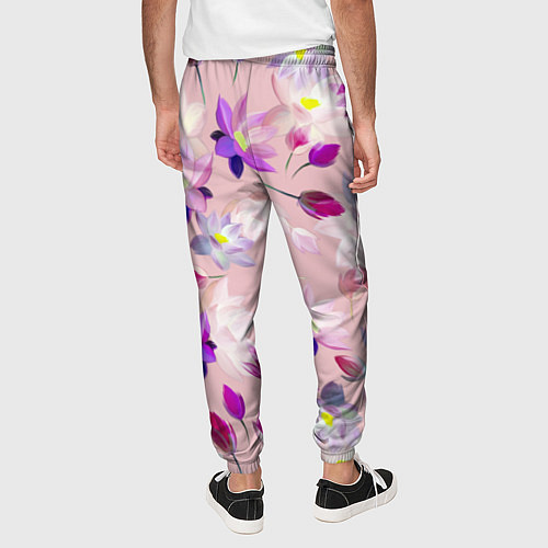 Мужские брюки Цветы Разноцветные Лотосы / 3D-принт – фото 4