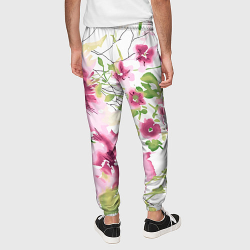 Мужские брюки Полевые цветы Акварель Лето / 3D-принт – фото 4