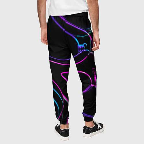 Мужские брюки Неоновые линзы во тьме - Фиолетовый / 3D-принт – фото 4