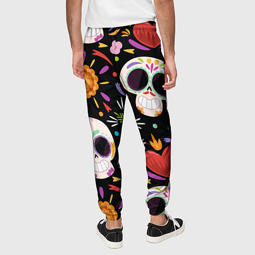 Мужские брюки Веселые черепа в цветах / 3D-принт – фото 4