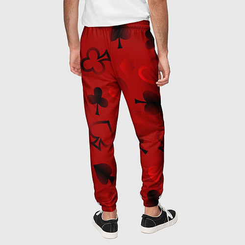 Мужские брюки Карты карточные масти на красном фоне / 3D-принт – фото 4