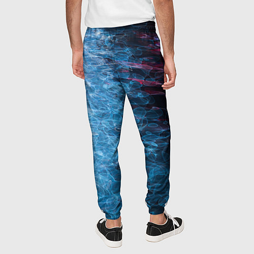 Мужские брюки Неоновые волны на воде - Синий / 3D-принт – фото 4