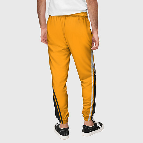 Мужские брюки Mens Style Чёрное с оранжевым - вариант без надпис / 3D-принт – фото 4