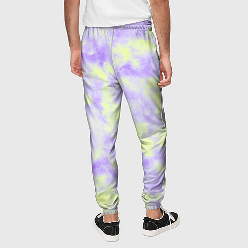 Мужские брюки Нежный желто-фиолетовый тай дай / 3D-принт – фото 4