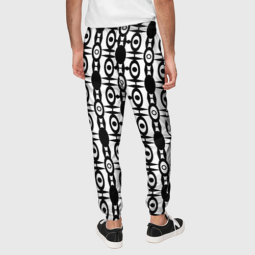 Мужские брюки Черно-белый современный узор / 3D-принт – фото 4