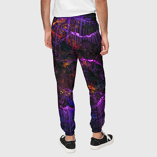 Мужские брюки Неоновые лучи и листья - Фиолетовый / 3D-принт – фото 4