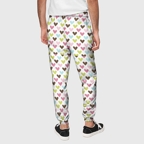 Мужские брюки Разноцветные светлые сердечки / 3D-принт – фото 4
