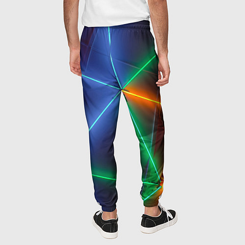 Мужские брюки Неоновые лучи разных цветов - Синий / 3D-принт – фото 4