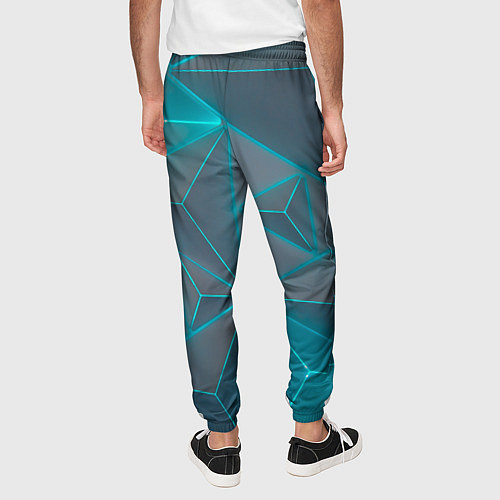 Мужские брюки Неоновая киберпанк броня - Светло-синий / 3D-принт – фото 4