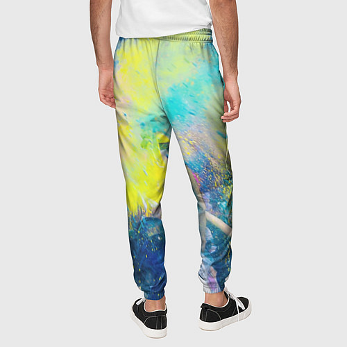 Мужские брюки Абстрактные краски и люди - Жёлтый / 3D-принт – фото 4