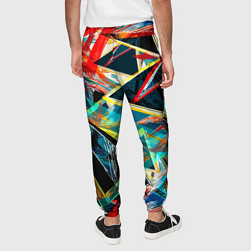 Мужские брюки Яркий абстрактный узор с неоновыми штрихами / 3D-принт – фото 4
