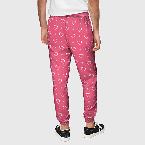 Мужские брюки Розовые сердечки паттерн / 3D-принт – фото 4