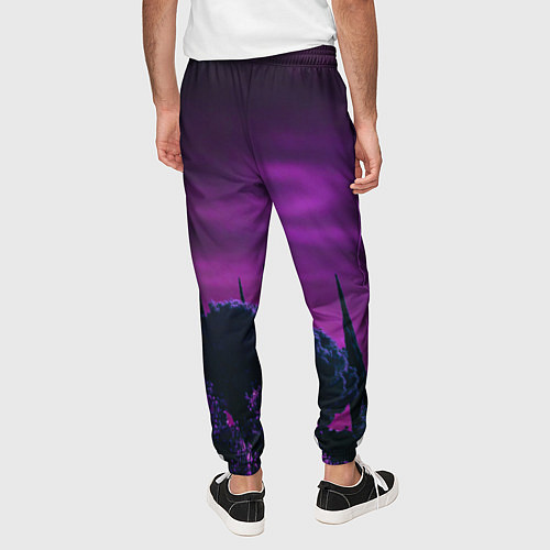 Мужские брюки Ночное сияние в тёмном лесу - Фиолетовый / 3D-принт – фото 4