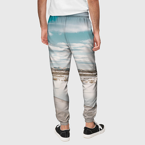Мужские брюки Песочный пляж и водоём - Белый / 3D-принт – фото 4
