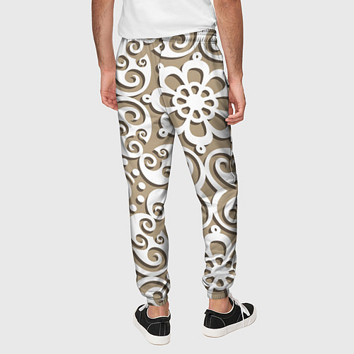 Мужские брюки Цветочный кружевной орнамент / 3D-принт – фото 4
