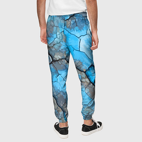 Мужские брюки Растрескавшаяся поверхность голубого цвета / 3D-принт – фото 4