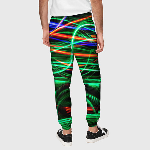 Мужские брюки Абстрактное множество цветных линий / 3D-принт – фото 4