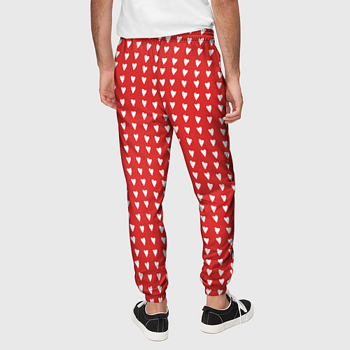 Мужские брюки Красные сердечки паттерн / 3D-принт – фото 4