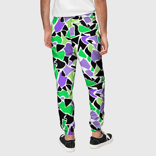 Мужские брюки Зелено-фиолетовый абстрактный узор / 3D-принт – фото 4
