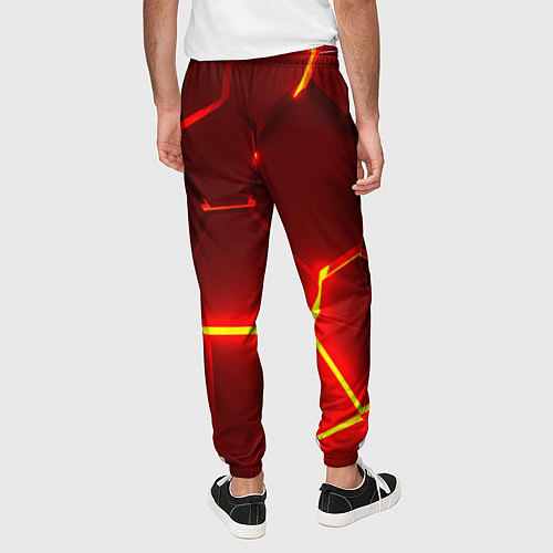 Мужские брюки Красные неоновые геометрические плиты / 3D-принт – фото 4