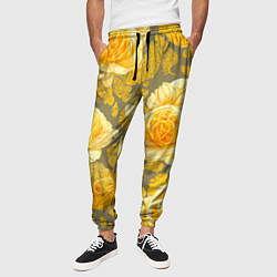 Брюки на резинке мужские Яркие желтые бутоны, цвет: 3D-принт — фото 2