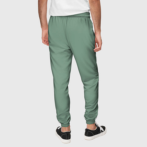 Мужские брюки Абстрактные зеленые линии на фоне цвета хаки / 3D-принт – фото 4