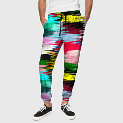 Брюки на резинке мужские Абстрактный многоцветный неоновый узор, цвет: 3D-принт — фото 2