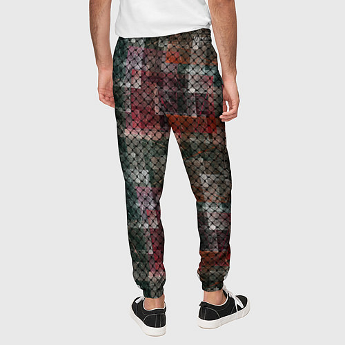 Мужские брюки Черный сетчатый узор на гранжевом фоне / 3D-принт – фото 4