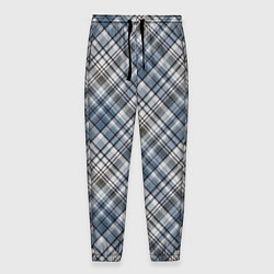 Брюки на резинке мужские Серо-голубой классический клетчатый узор, цвет: 3D-принт