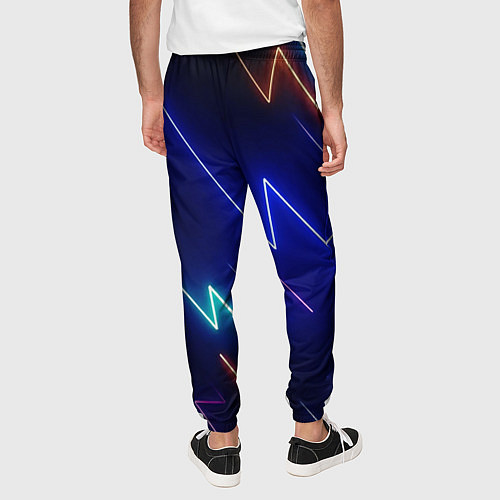 Мужские брюки Неоновые изогнутые линии / 3D-принт – фото 4