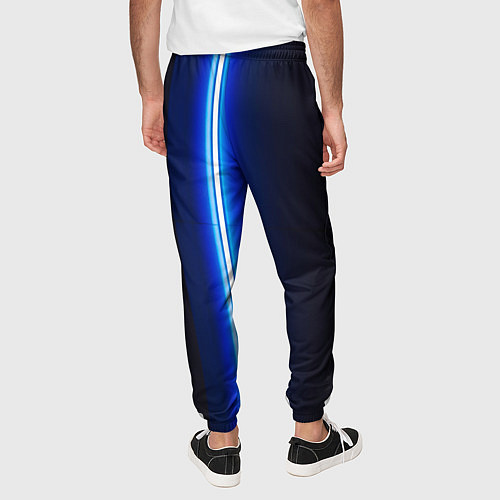Мужские брюки Неоновое синее свечение / 3D-принт – фото 4