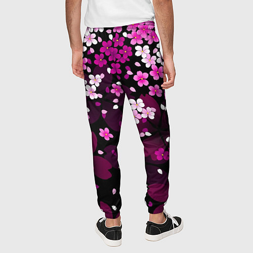 Мужские брюки Маленькие розовые цветочки / 3D-принт – фото 4