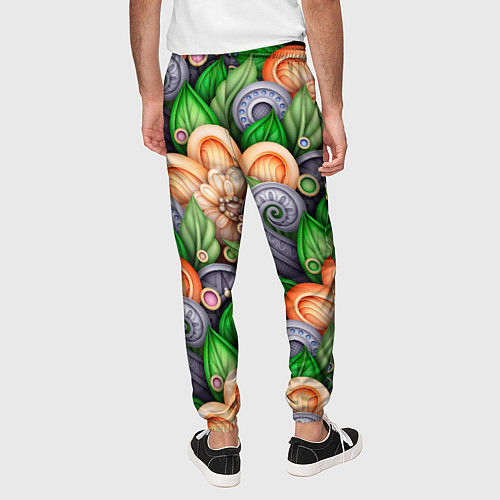 Мужские брюки Объемные лепестки цветов и листья / 3D-принт – фото 4