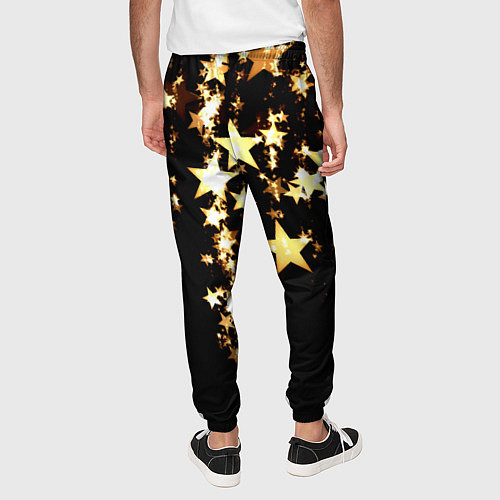 Мужские брюки Золотые праздничные звезды / 3D-принт – фото 4