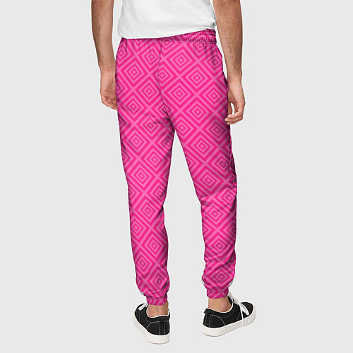 Мужские брюки Розовый орнамент из квадратиков / 3D-принт – фото 4