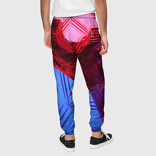 Мужские брюки Ледяные кубы - Красный, синий, розовый / 3D-принт – фото 4