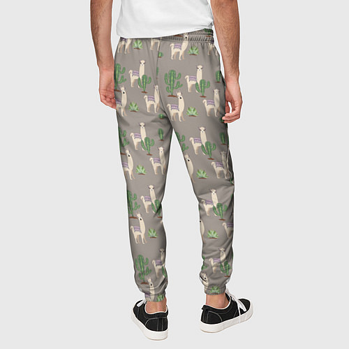 Мужские брюки Три забавных ламы среди кактусов / 3D-принт – фото 4