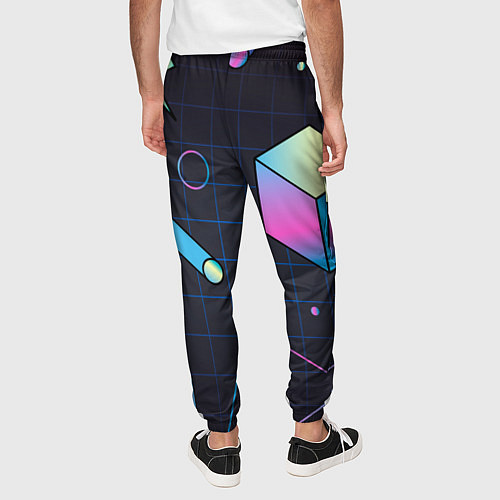 Мужские брюки Геометрические фигуры на темном фоне / 3D-принт – фото 4