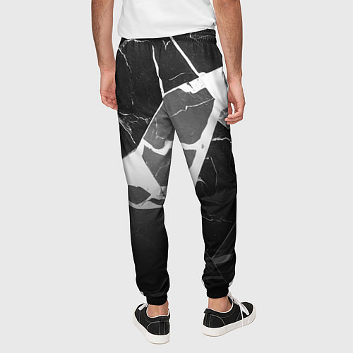 Мужские брюки Черно-белый мрамор с трещинами / 3D-принт – фото 4