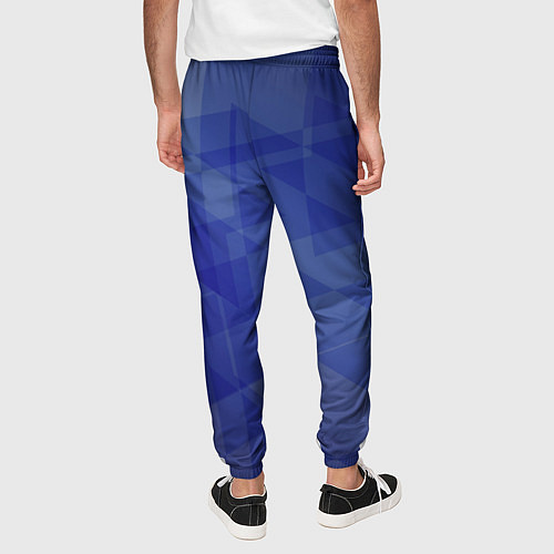 Мужские брюки Абстрактные синие прямоугольные фигуры / 3D-принт – фото 4