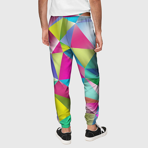 Мужские брюки Радужные трехмерные треугольники / 3D-принт – фото 4
