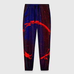 Мужские брюки Синий и красный абстрактный дым и краски