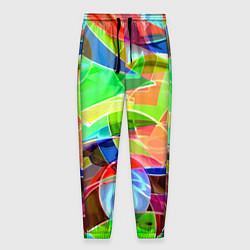 Брюки на резинке мужские Цветная геометрическая композиция - лето, цвет: 3D-принт